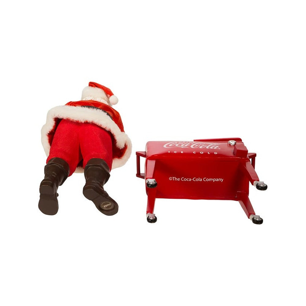 Kurt Adler Coca-Cola Fabriche Santa With Table Cooler, 2-Piece Set