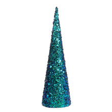 Load image into Gallery viewer, Goodwill Glittered Sequin Cone Tree Two-tone Blue