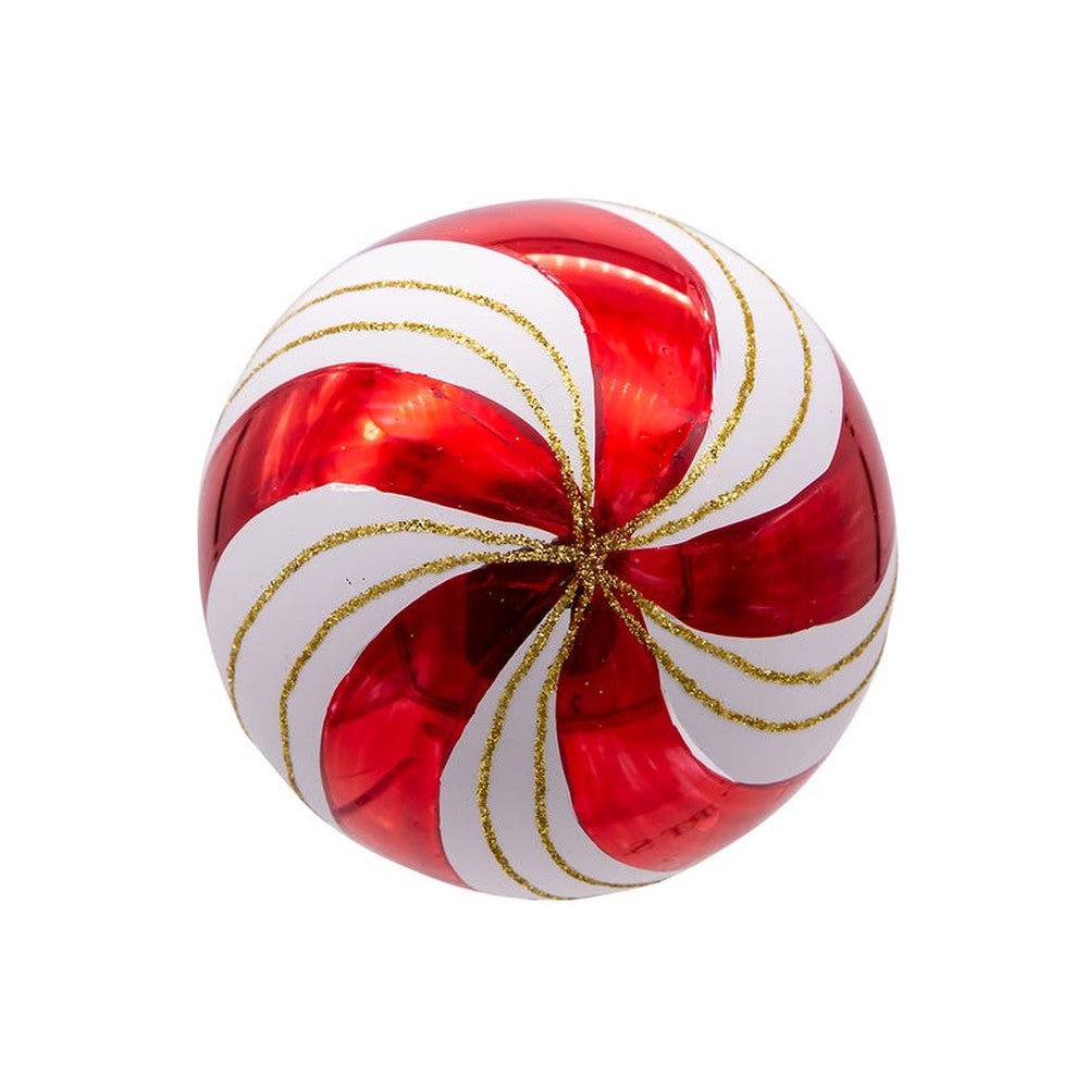 Kurt Adler 80MM Gold/Red/White Glass Ball Ornaments, 6-Piece Box