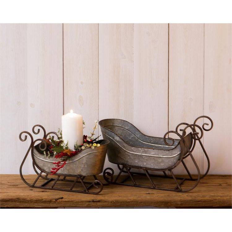 Audrey's Your Heart's Delight Galvanized Sleighs Set of 2 by Audrey