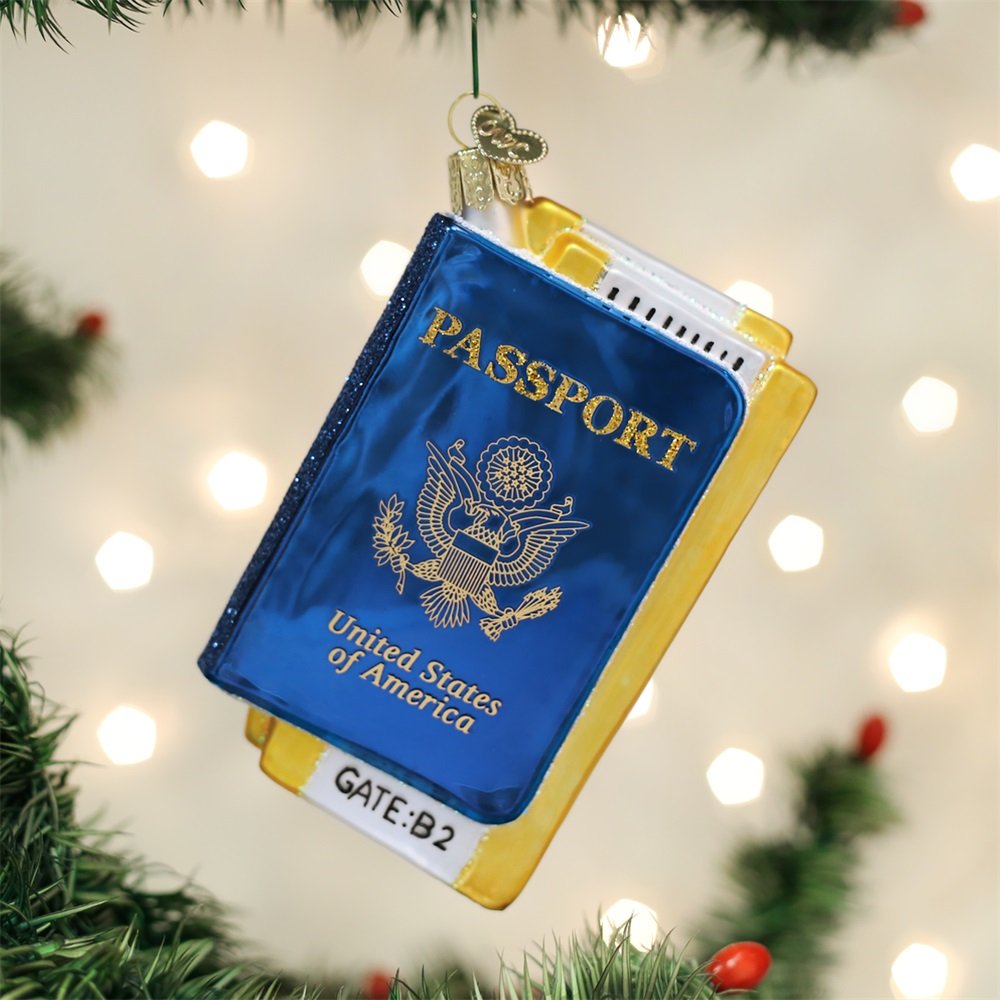 Old World Christmas Passport Glass Blown Ornament Ornament