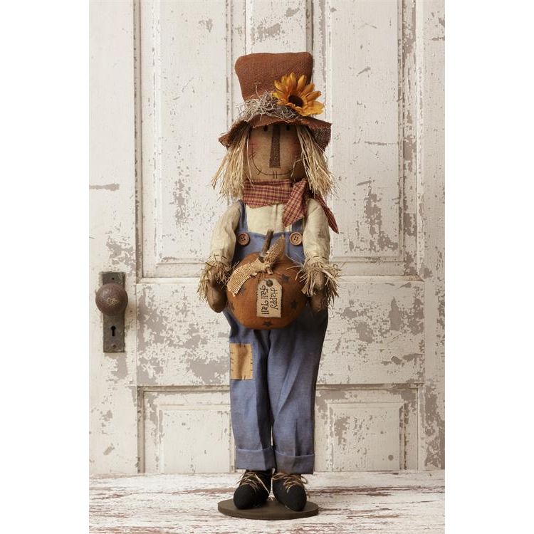 Your Heart's Delight Scarecrow - Standing Holding Pumpkin, Brown, Cotton