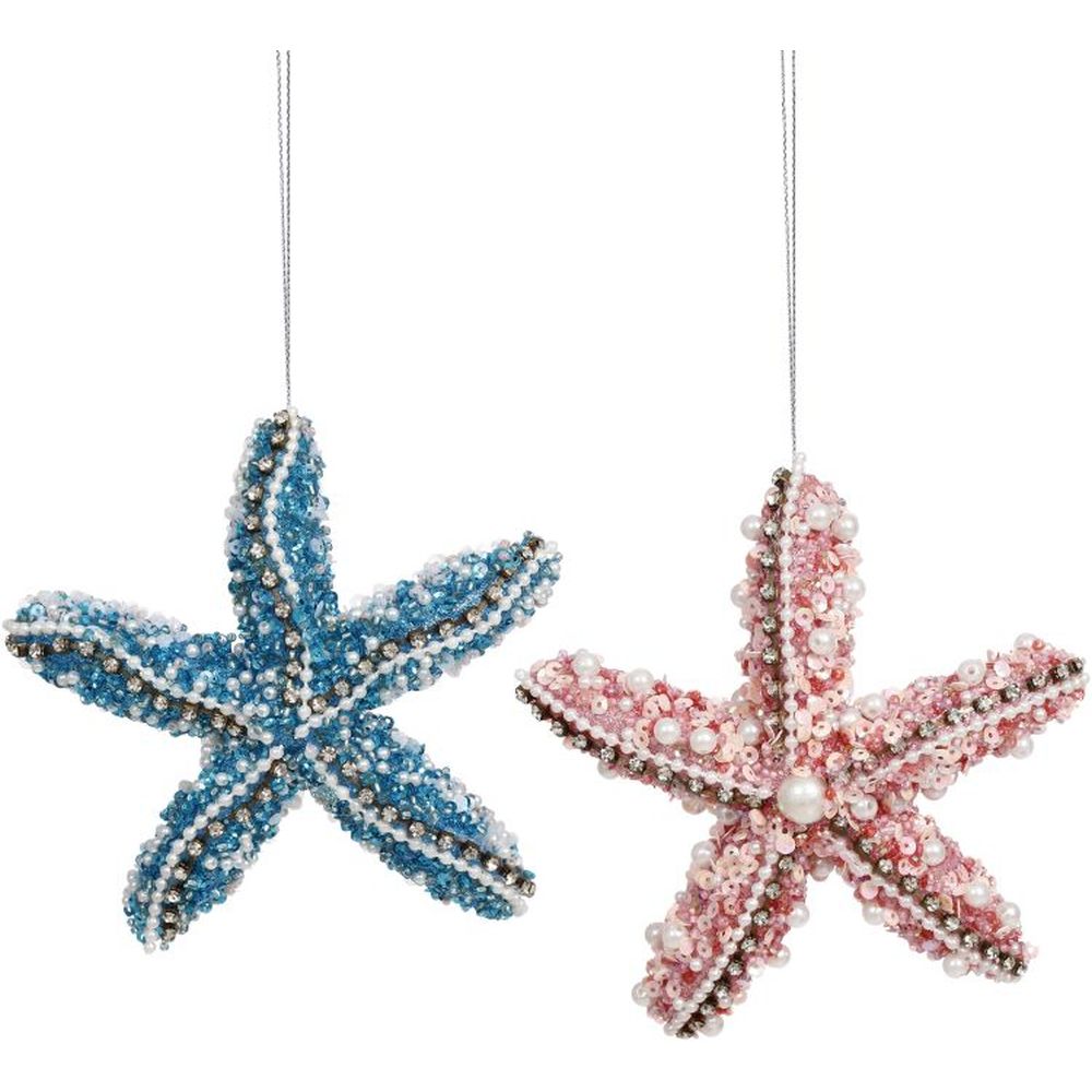 Mark Roberts Christmas 2023 Beaded Starfish Ornament 5'', Assortment of 2