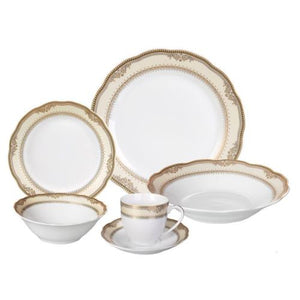 Lorenzo Porcelain Dinnerware Set, 24 Piece, Service for 4, Porcelain