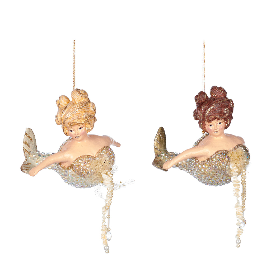 Goodwill Jewel Of Sea Chubby Mermaid Ornament Cream 16Cm, Set Of 2, Assortment