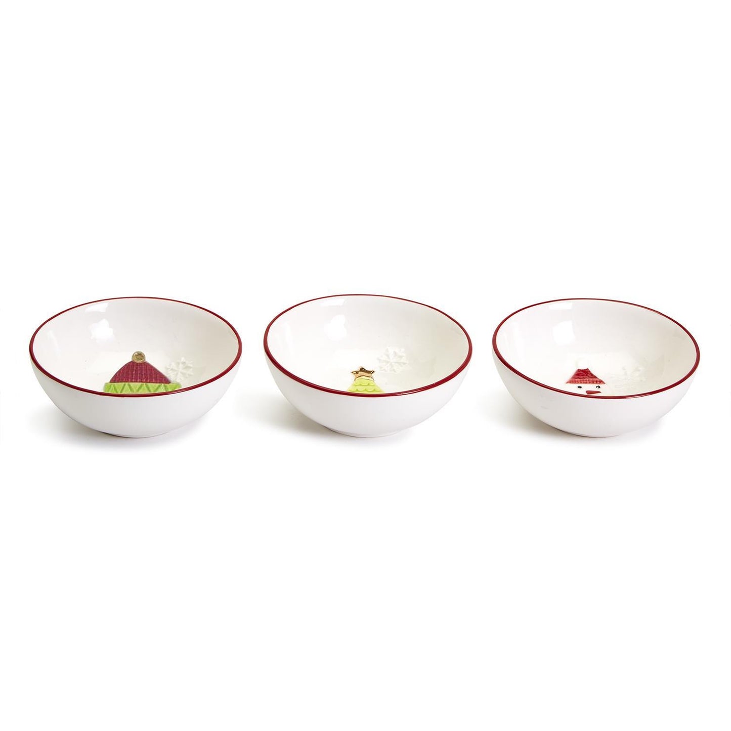 Two's Company Merry And Bright Set Of 3 Christmas Tidbit Bowls Includes 3 Design