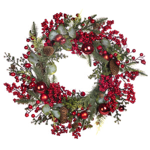 Goodwill Pine/Berry/Christmas Ball Wreath Green/Red 60Cm