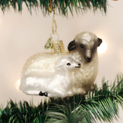 Old World Christmas Sheep With Lamb Ornament