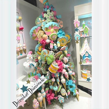 December Diamonds Snow Cream Shoppe 15.75" Green Candy House Figurine