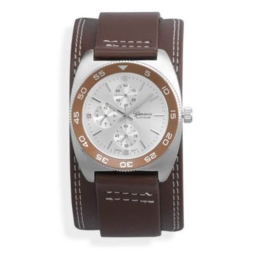 MMA 6.5"-8.5" Brown Band with Round Face Men'S Fashion Watch
