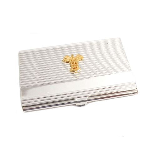 Silver Plated Business Card Case, Gold Plated Medical Emblem