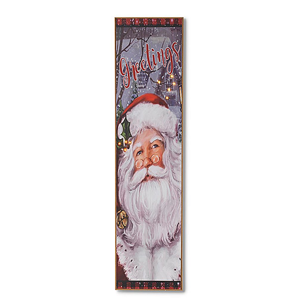 Gerson Company 47.2" B/O Lighted Wood Santa Design Porch Sign with Easel