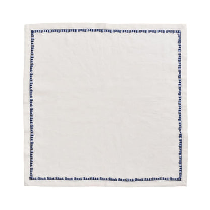 Kim Seybert Filament Napkin in White & Navy, Set of 4, Linen, 21" x 21"