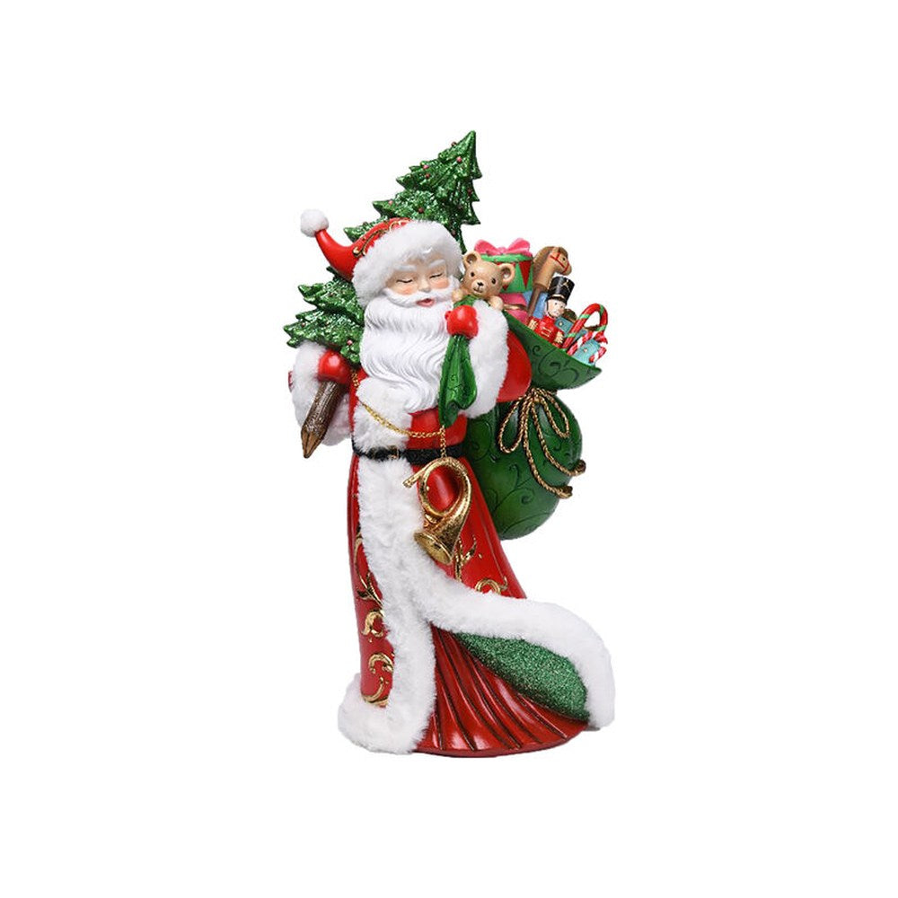 December Diamonds Christmas Carousel Santa with Presents and Tree Figurine