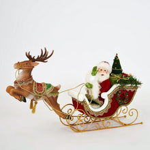 Load image into Gallery viewer, Katherine&#39;s Collection 2022 Santa &amp; Reindeer Tabletop Figurine, 11.5&quot;x8&quot;x13.25&quot;