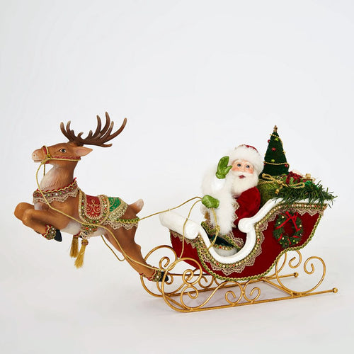 Katherine's Collection 2022 Santa & Reindeer Tabletop Figurine, 11.5