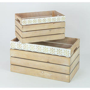 Hanna’s Handiworks Snowflake Wooden Crates Set Of 2