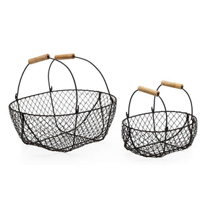 Set of 6 French Wireworks Potager Basket w/ Collapsible Handles Includes 2 Sizes