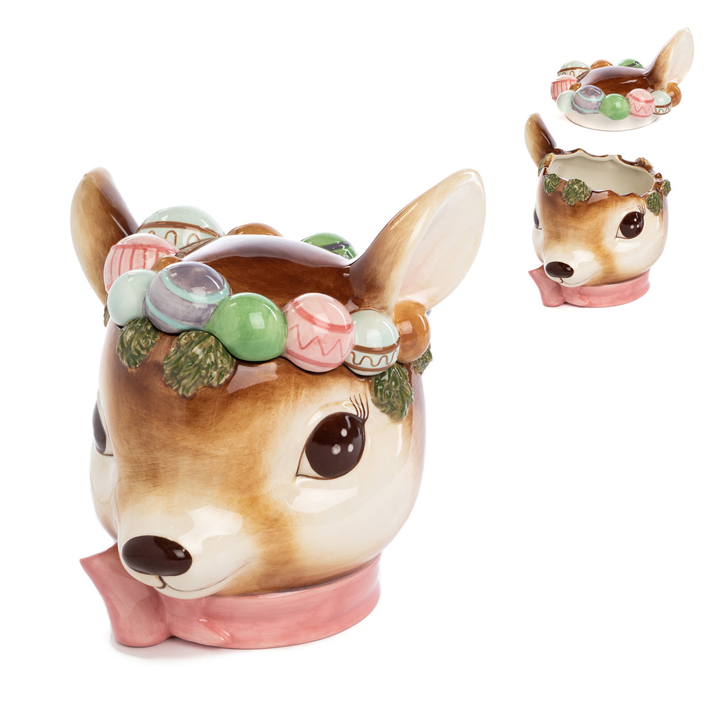 Goodwill Ceramic Bambi/Deer Head Cookie Jar Two-tone Brown/Pink 21.5Cm