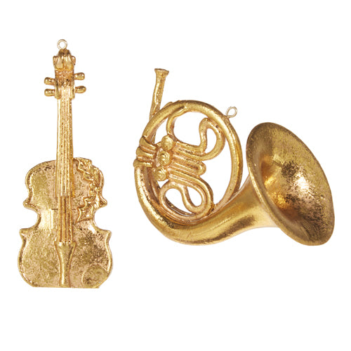 Raz Imports 2023 Classic Carols 4.25" Gold Instrument Ornament, Asst of 2