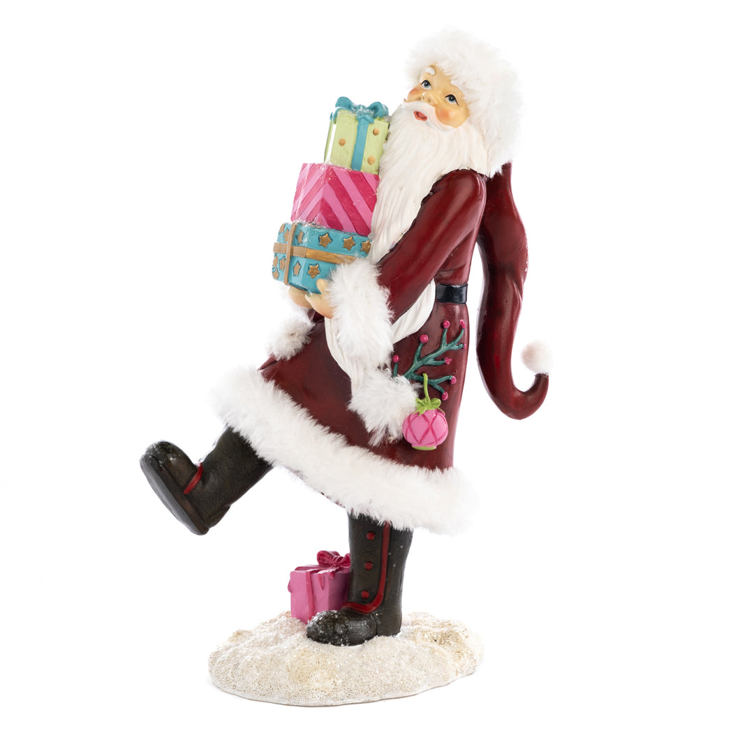 Goodwill Furry Santa With Gift Box Stack Two-tone Red/White/Pink 26.5Cm