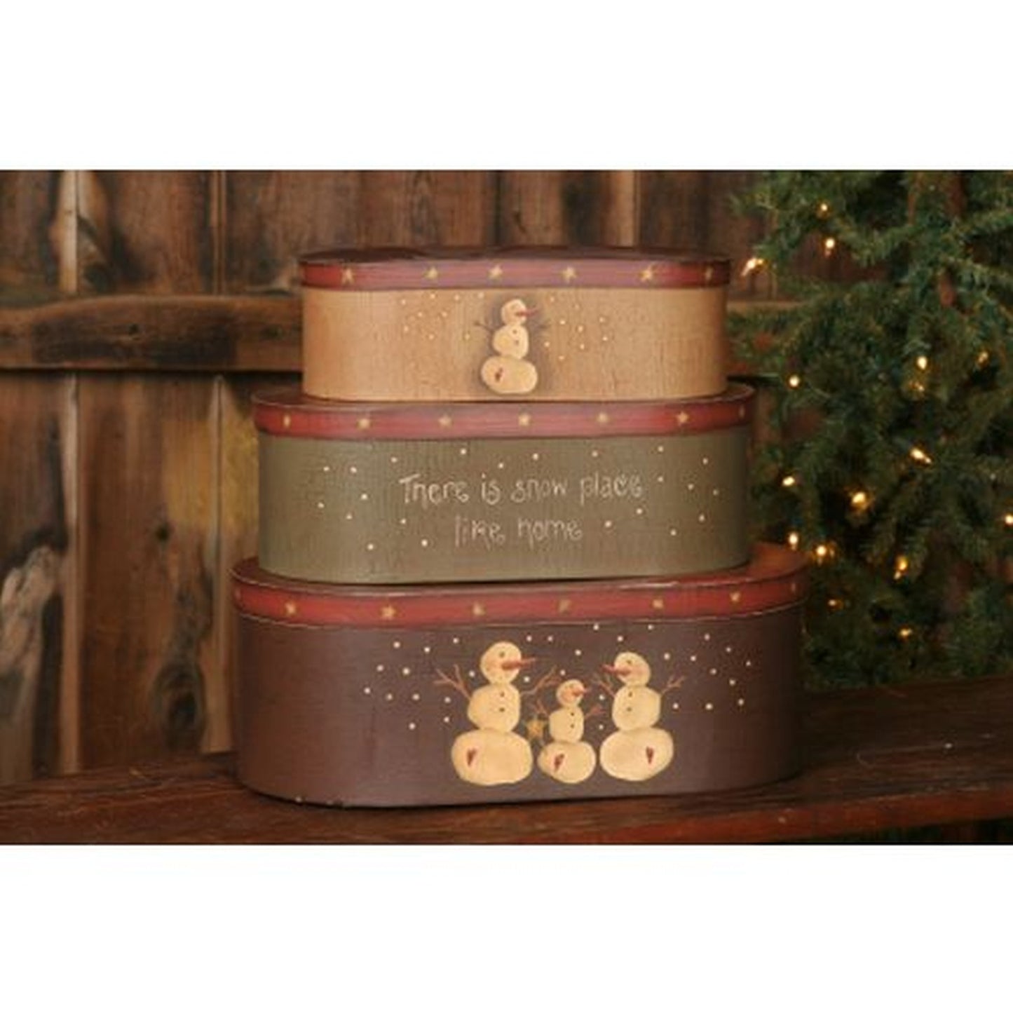 Your Heart's Delight Primitive Snowman Nesting Boxes Set, Oblong, Paper