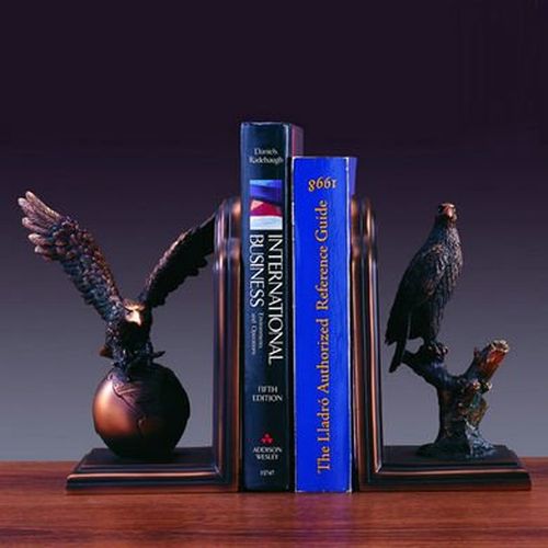 Treasure of Nature Bookends Set, Eagle Bronze Plated Statue, 8" x 9"