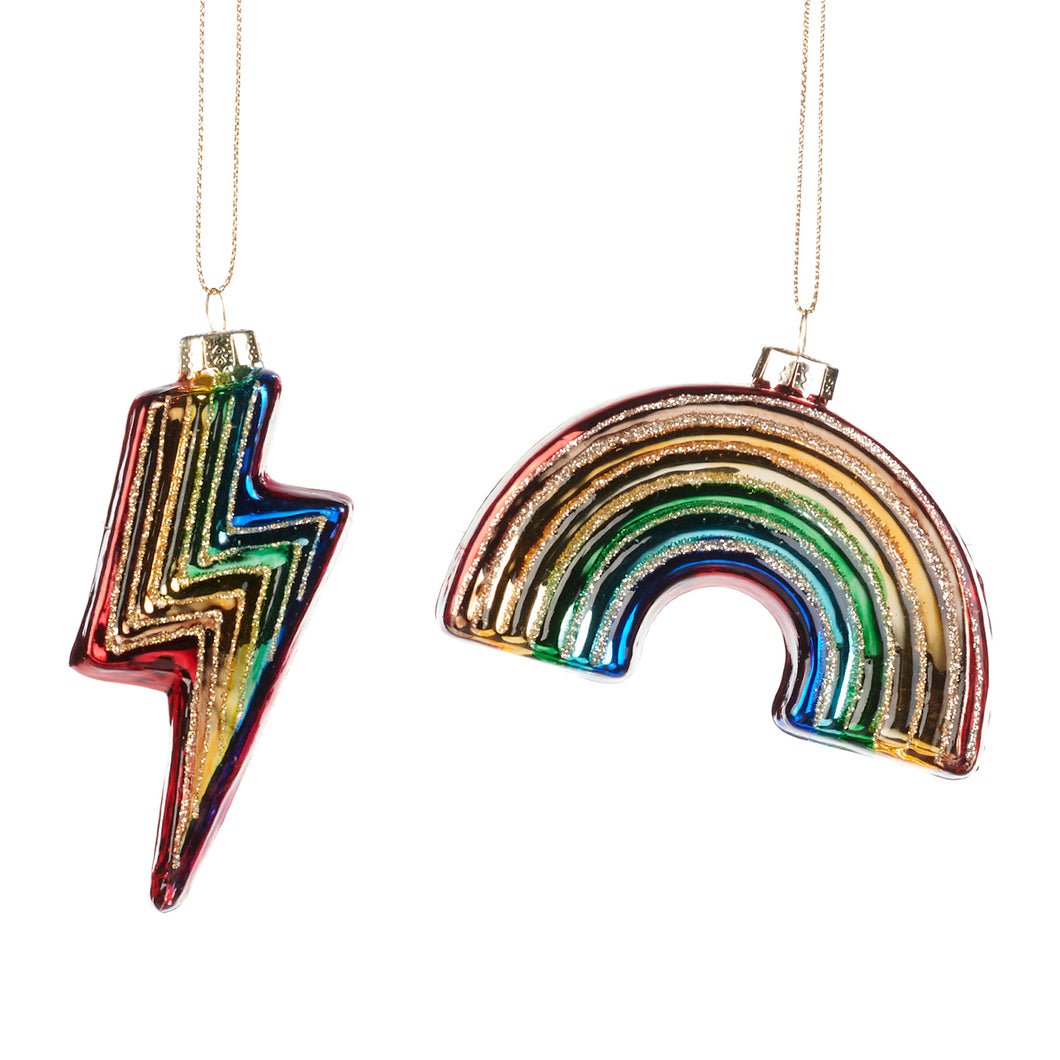 Goodwill Glass Rainbow/Lightning Bolt Ornament Multi 9Cm, Set Of 2, Assortment