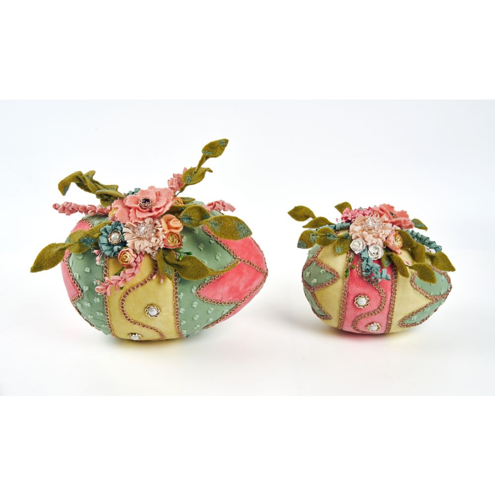 Katherine's Collection 2022 Blooms and Blessings Fabric Eggs, Set of 2