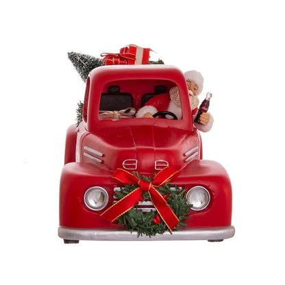 Kurt Adler 14" Coca-Cola® Santa in Pickup Truck Figurine, Red