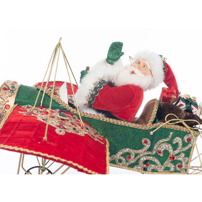 Katherine's Collection 2023 Christmas In The City 28"x12" Santa In Plane Figure Polyester
