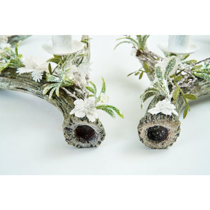 Katherine's Collection 2022 Mistletoe Magic Antler Candleholder, Set of 2 White Resin