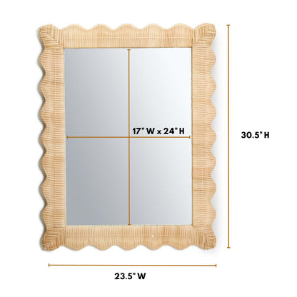 Two's Company 30.5" Artisan Rectangular Wicker Weave Rattan Wall Mirror, Natural