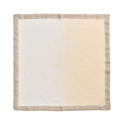 Kim Seybert Dip Dye Napkin in White & Beige, Set of 4, Linen, 21" x 21"