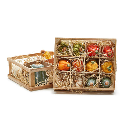 Pumpkin in Wooden Crate 64-Pieces in 2 Styles: Larger Pumpkins & Small Pumpkins