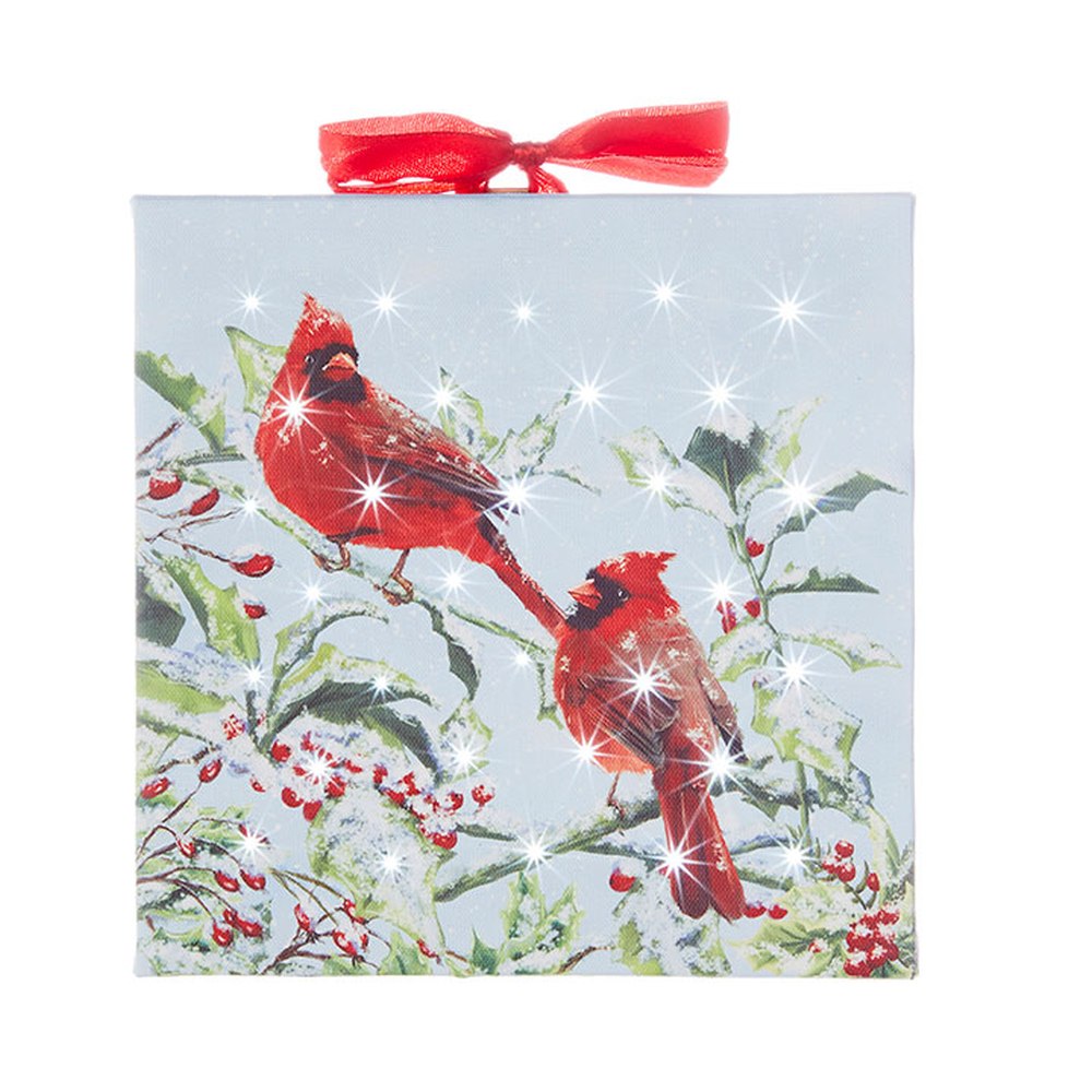 Raz Imports Home for The Holidays 6" Cardinal Lighted Print Ornament