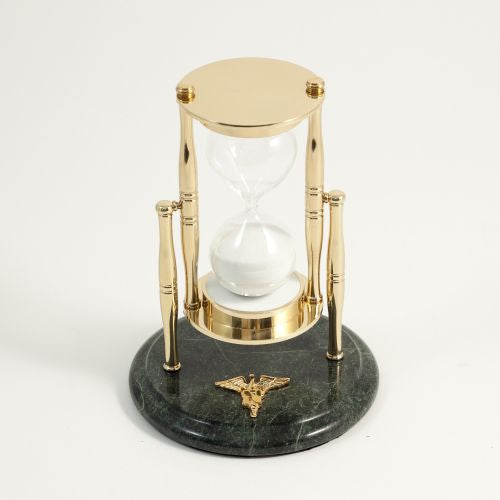Nursing Green Marble 30 Minute Sand Timer With Brass Accents