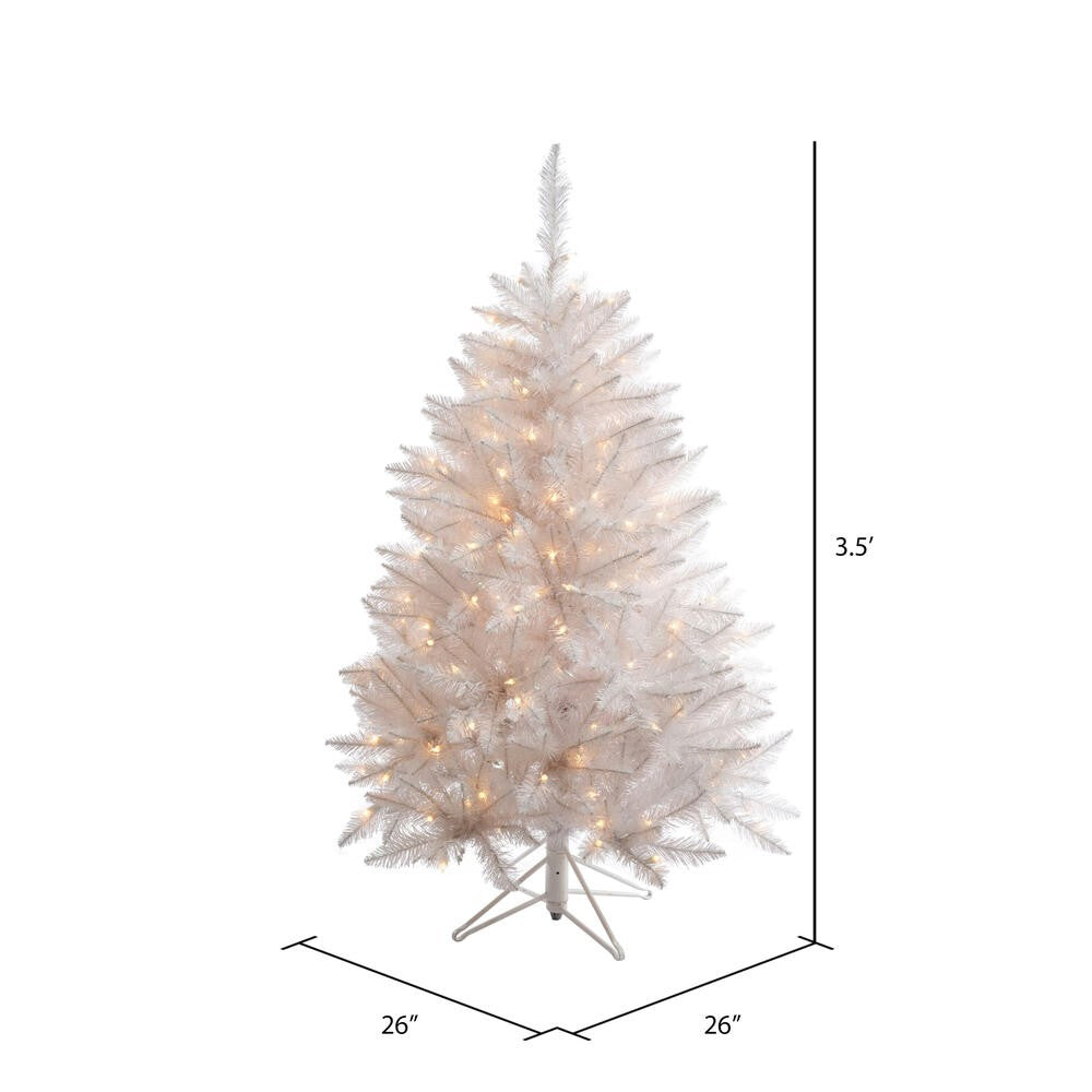 Vickerman 3.5' Sparkle White Spruce Christmas Tree, Clear Incandescent Lights