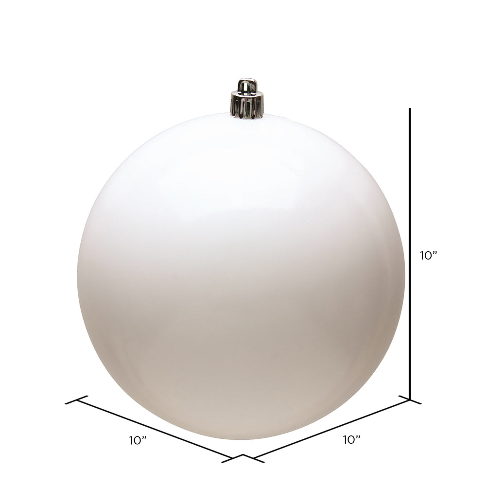 Vickerman 10" White Shiny Ball Ornament, Plastic