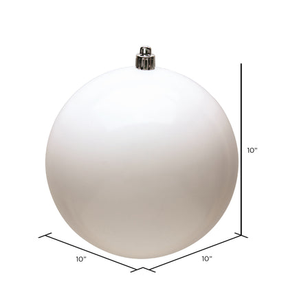 Vickerman 10" White Shiny Ball Ornament, Plastic