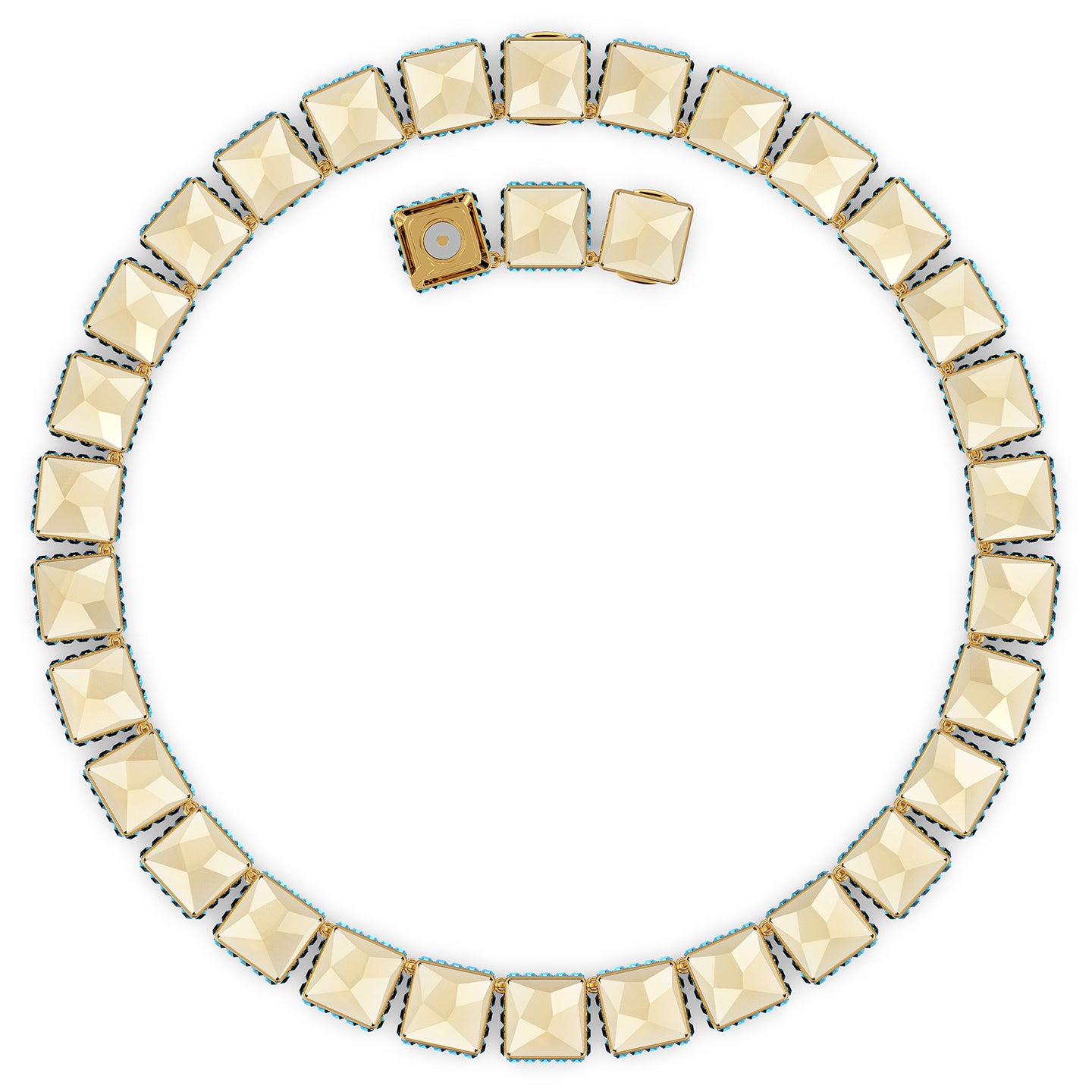 Swarovski Orbita Necklace Square Cut Crystal Multicolored Gold-Tone Plated