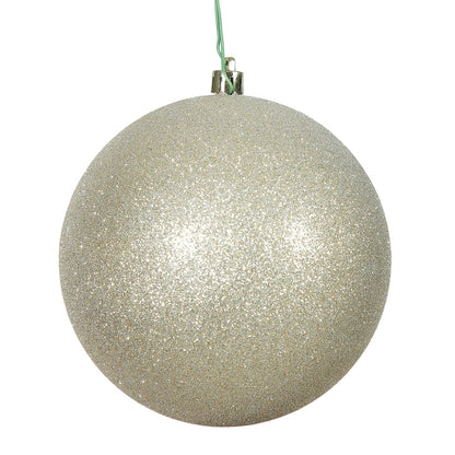 Vickerman 12" Champagne Glitter Ball Ornament, Plastic