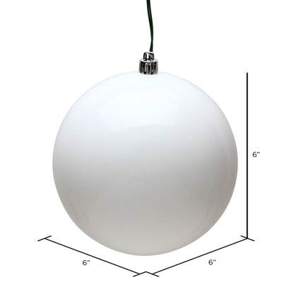 Vickerman 6" White Candy Ball Ornament, 4 per Bag, Plastic