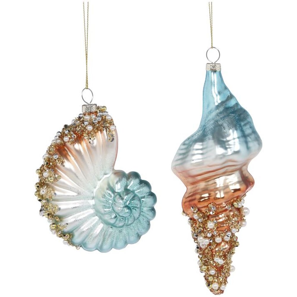 Mark Roberts 2021 Jeweled Shell Ornaments, 4-7 inches, Assortment of 2
