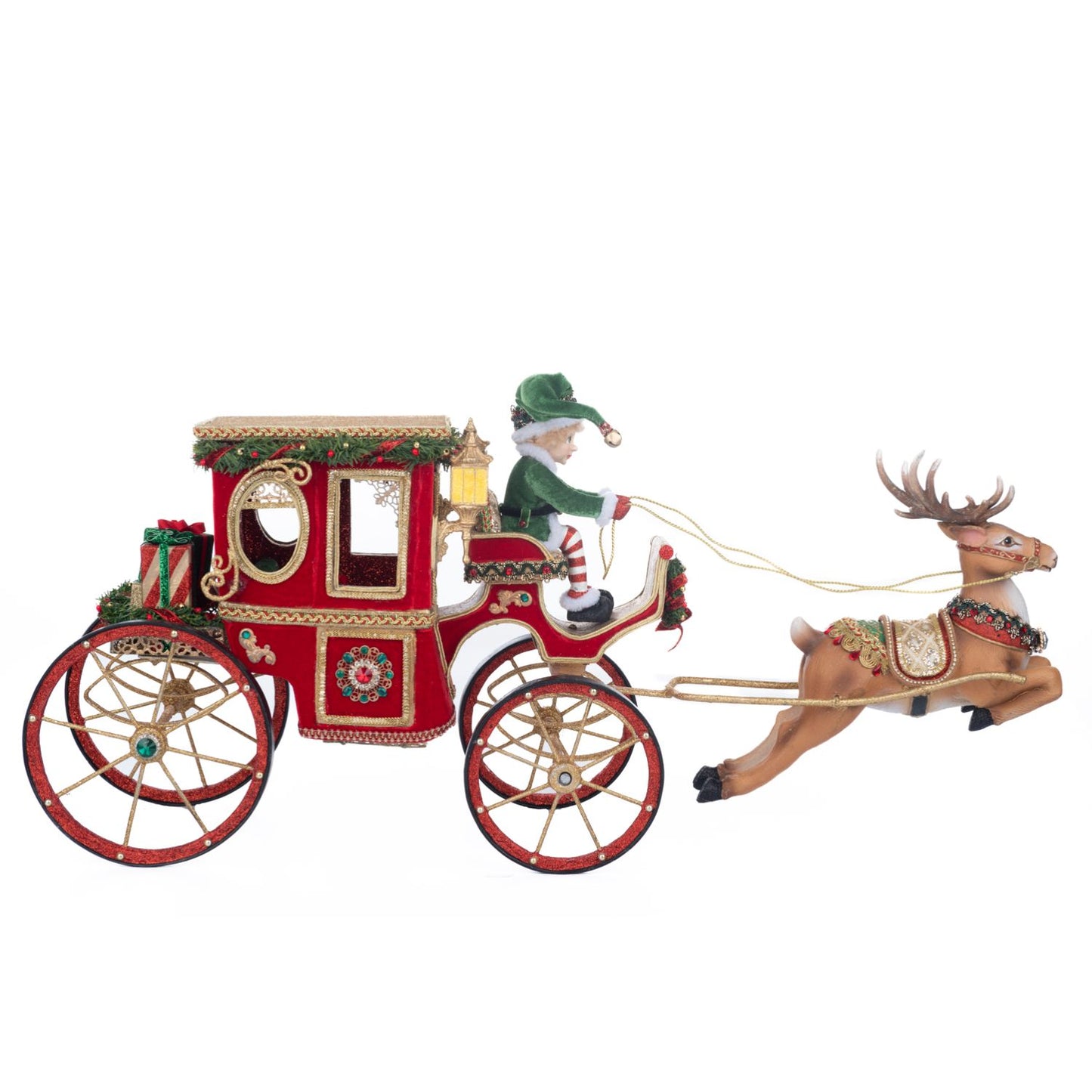 Katherine's Collection 2023 Christmas In The City Hansom Cab With Elf Driver Red