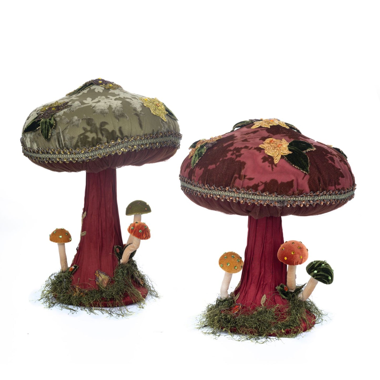 Katherine's Collection 2023 Harvest Forage Soft Top Mushroom Set Of 2, Brown Polyester