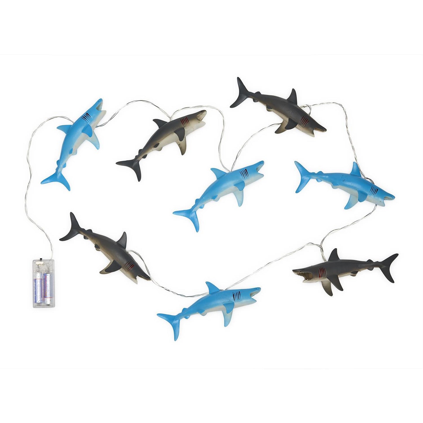 Two's Company Shark Light Up Garland in Gift Box Includes 8 Sharks