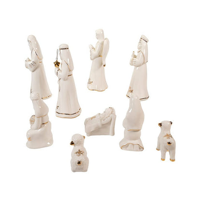 Kurt Adler 2-6.75" Gold and White Nativity Table Piece, 9-Pieces