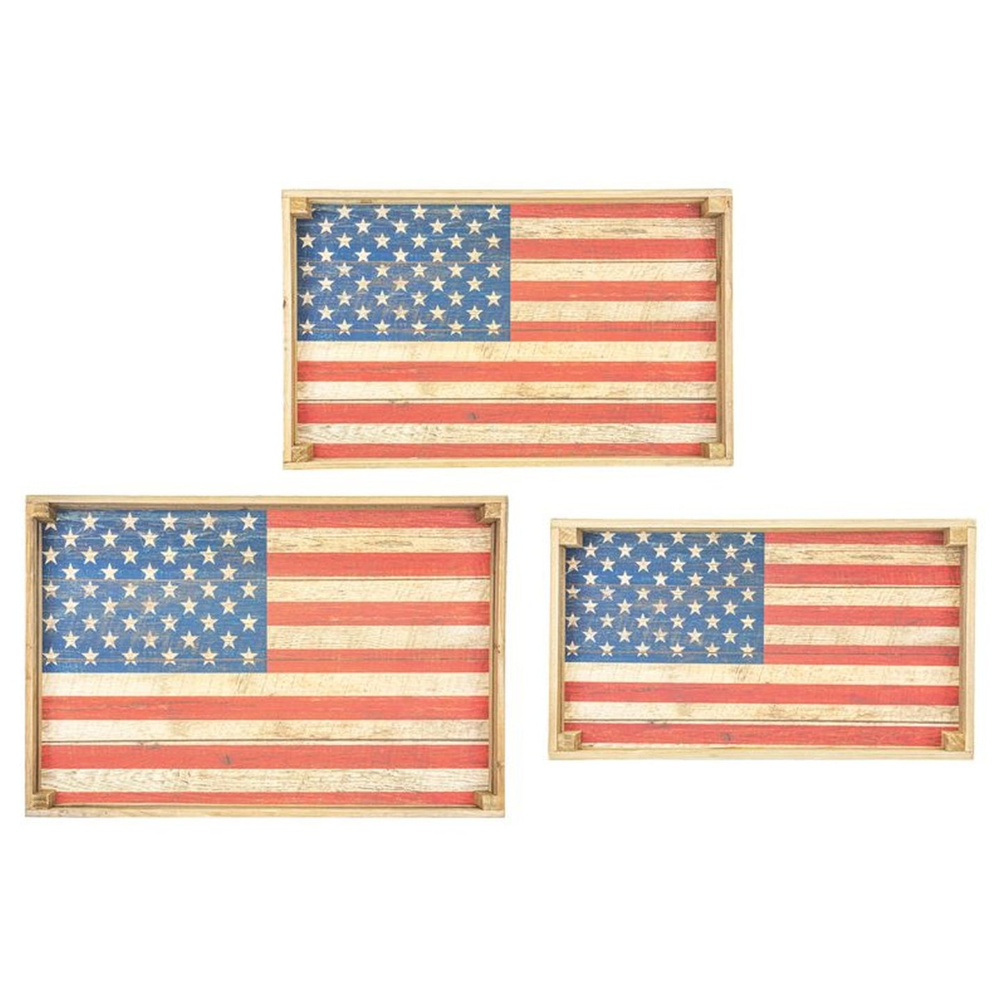 Hanna's Handiworks American Flag Serving Tray Set Of 3
