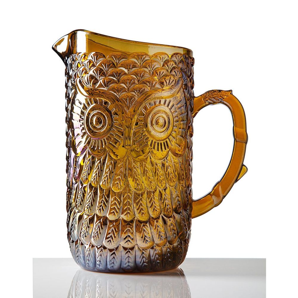 Godinger Owl Glass Pitcher Glassware Drink Water Jug